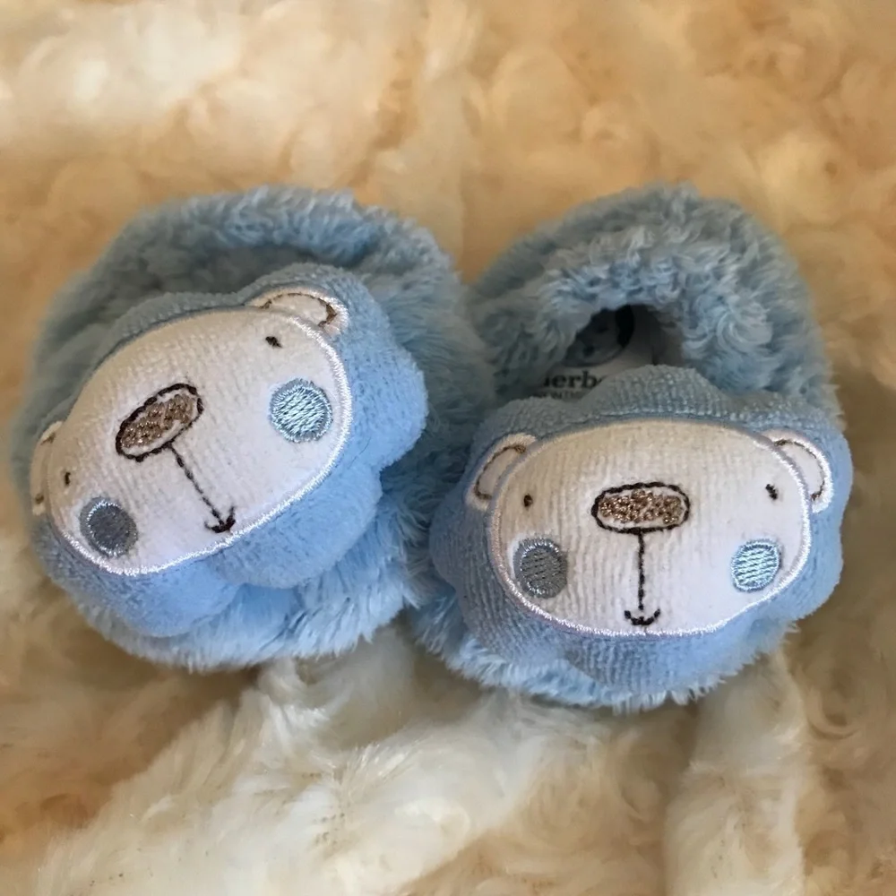 Newborn Baby Fuzzy Teddy Bear Slipper Booties